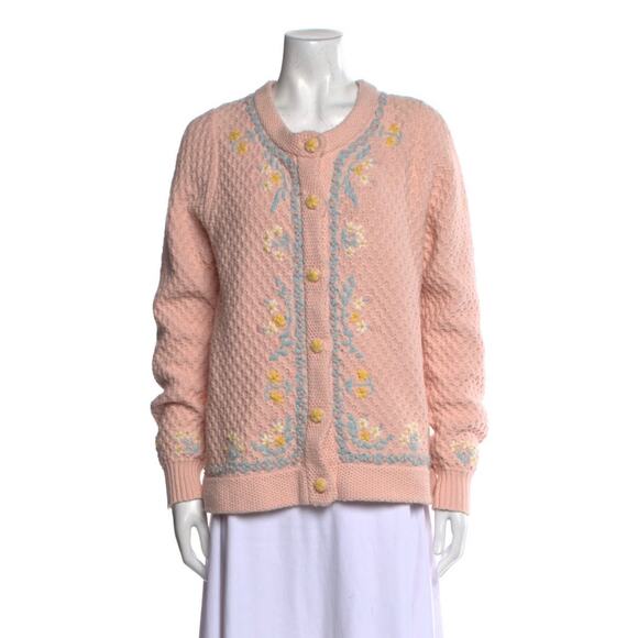 LoveShack Fancy Floral Embroidered Vintage Style Cardigan - Picture 1 of 6